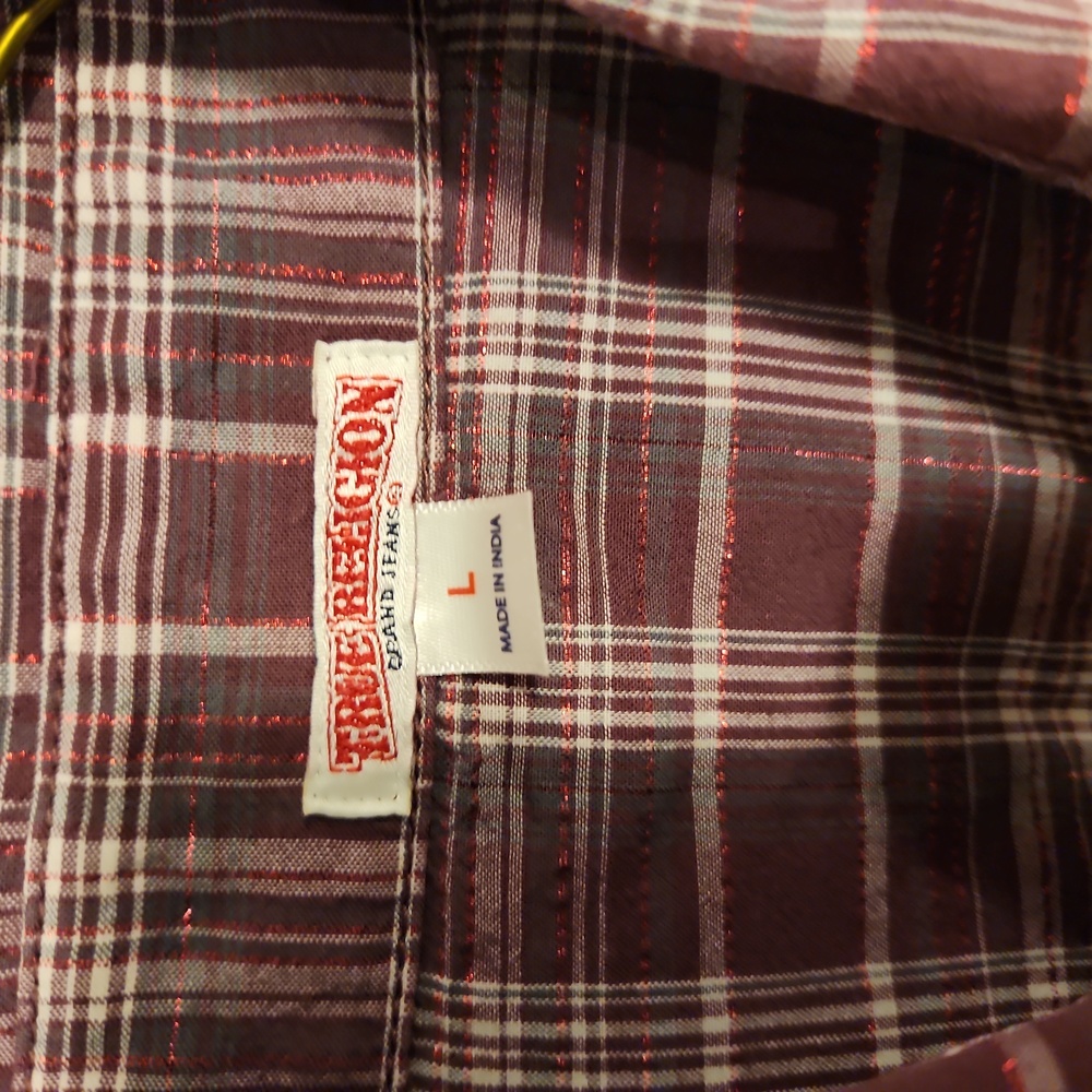 True Religion button up shirt large purple with shimmer - Picture 2 of 6